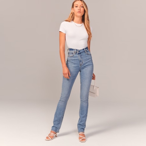 Abercrombie & Fitch Denim - Abercrombie - Ultra High Rise 90s Slim Straight Jean - Criss-Cross Waistband
